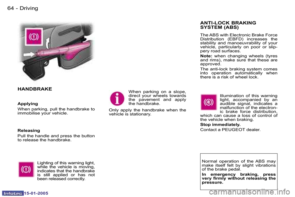 Peugeot Expert 2005  Owners Manual �6�4 �-
�1�5�-�0�1�-�2�0�0�5
�6�5
�-
�1�5�-�0�1�-�2�0�0�5
�H�A�N�D�B�R�A�K�E
�L�i�g�h�t�i�n�g� �o�f� �t�h�i�s� �w�a�r�n�i�n�g� �l�i�g�h�t�,�  
�w�h�i�l�e�  �t�h�e�  �v�e�h�i�c�l�e�  �i�s�  �m�o�v�i�n�