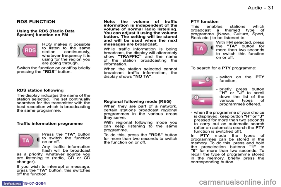 Peugeot Expert 2004  Owners Manual �3�0 �-
�1�9�-�0�7�-�2�0�0�4
�3�1
�-
�1�9�-�0�7�-�2�0�0�4
�A�u�d�i�o
�R�D�S�  �m�a�k�e�s�  �i�t�  �p�o�s�s�i�b�l�e�  
�t�o�  �l�i�s�t�e�n�  �t�o�  �t�h�e�  �s�a�m�e� 
�s�t�a�t�i�o�n�  �c�o�n�t�i�n�u�o