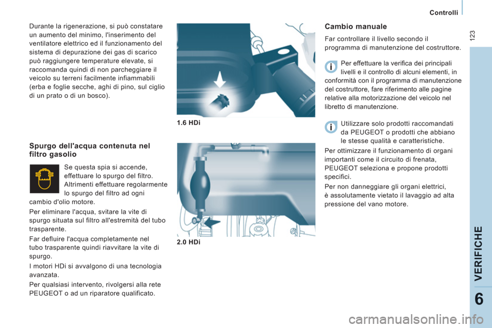 Peugeot Expert Tepee 2012 Manuale del proprietario (in Italian) 123
Controlli
VERIFI
CHE
6
Cambio manuale
Far controllare il livello secondo il
programma di manutenzione del costruttore.
Per effettuare la verifi ca dei principali
livelli e il c Peugeot Expert Tepee 2012 Manuale del proprietario (in Italian) 123
Controlli
VERIFI
CHE
6
Cambio manuale
Far controllare il livello secondo il
programma di manutenzione del costruttore.
Per effettuare la verifi ca dei principali
livelli e il c