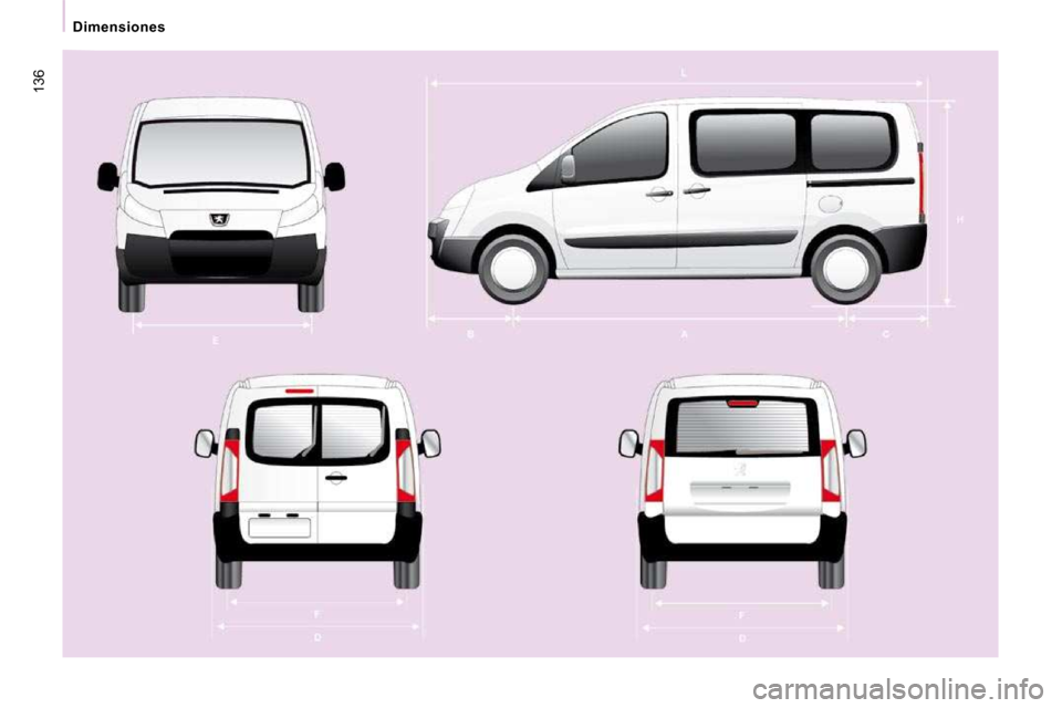 Peugeot Expert Tepee 2010  Manual del propietario (in Spanish) 136
Dimensiones  