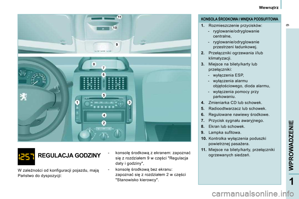 Peugeot Expert VU 2010  Instrukcja Obsługi (in Polish) 9
� � � �W�e�w�n"�t�r�z� � � 
�W�P�R�O�W�A�D�Z�E�N�I�E
1
� � �K�O�N�S�O�L�A� :�R�O�D�K�O�W�A� �I� �W�N&�K�A� �P�O�D�S�U�F�I�T�O�W�A� 
   
1. � �  �R�o�z�m�i�e�s�z�c�z�e�n�i�e� �p�r�z�y�c�i�s�k�ó�w