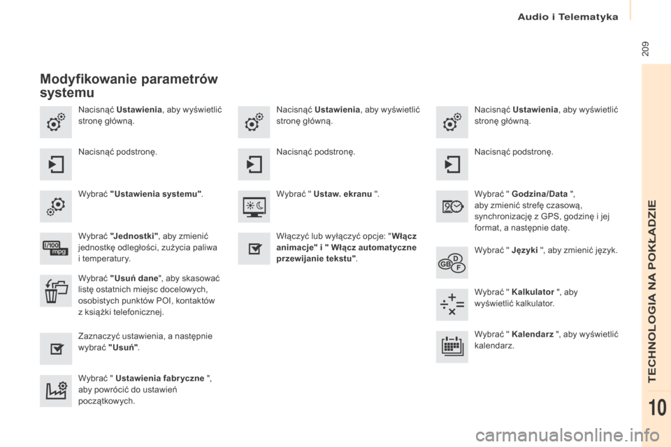 Peugeot Partner 2016 Instrukcja Obsługi (in Polish) 209
Partner-2-Vu_pl_Chap10a_SMEGplus_ed02-2015
Nacisnąć ustawienia, aby wyświetlić
stronę główną. Nacisnąć ust
awienia, aby wyświetlić
stronę główną.
Nacisnąć ust
awienia, aby wy Peugeot Partner 2016 Instrukcja Obsługi (in Polish) 209
Partner-2-Vu_pl_Chap10a_SMEGplus_ed02-2015
Nacisnąć ustawienia, aby wyświetlić
stronę główną. Nacisnąć ust
awienia, aby wyświetlić
stronę główną.
Nacisnąć ust
awienia, aby wy
