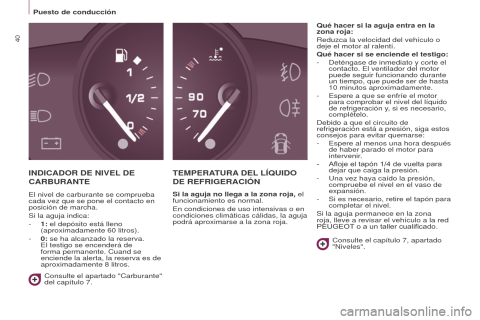 Peugeot Partner Tepee 2017 Manual del propietario (in Spanish) 40
Partner2VP_es_Chap03_Pret-a-partir_ed02-2016
Puesto de conducción
Partner2VP_es_Chap03_Pret-a-partir_ed02-2016
INDICADOR DE NIVEL DE
CARBURANTE
T EMPERATURA DEL LÍ q UIDO
DE
REFRIGERACI Peugeot Partner Tepee 2017 Manual del propietario (in Spanish) 40
Partner2VP_es_Chap03_Pret-a-partir_ed02-2016
Puesto de conducción
Partner2VP_es_Chap03_Pret-a-partir_ed02-2016
INDICADOR DE NIVEL DE
CARBURANTE
T EMPERATURA DEL LÍ q UIDO
DE
REFRIGERACI