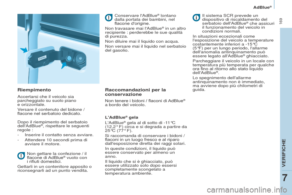 Peugeot Partner Tepee 2017 Manuale del proprietario (in Italian) 169
Partner2VP_it_Chap07_Verification_ed02-2016
AdBlue®
Partner2VP_it_Chap07_Verification_ed02-2016
Riempimento
Accertarsi che il veicolo sia
parcheggiato su suolo piano
e orizzontale.
Versare il Peugeot Partner Tepee 2017 Manuale del proprietario (in Italian) 169
Partner2VP_it_Chap07_Verification_ed02-2016
AdBlue®
Partner2VP_it_Chap07_Verification_ed02-2016
Riempimento
Accertarsi che il veicolo sia
parcheggiato su suolo piano
e orizzontale.
Versare il