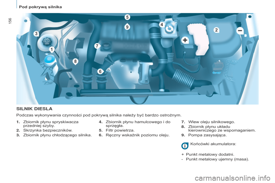Peugeot Partner Tepee 2015.5  Instrukcja Obsługi (in Polish) 156
PARTNER-2-VP_PL_CHAP07_VERIFICATION_ED02-2015PARTNER-2-VP_PL_CHAP07_VERIFICATION_ED02-2015
SILNIK DIESLA
4. Zbiornik płynu hamulcowego i   do 
sprzęgła.
5.
 
Filtr powietrza.
6.

 
Ręczny wska