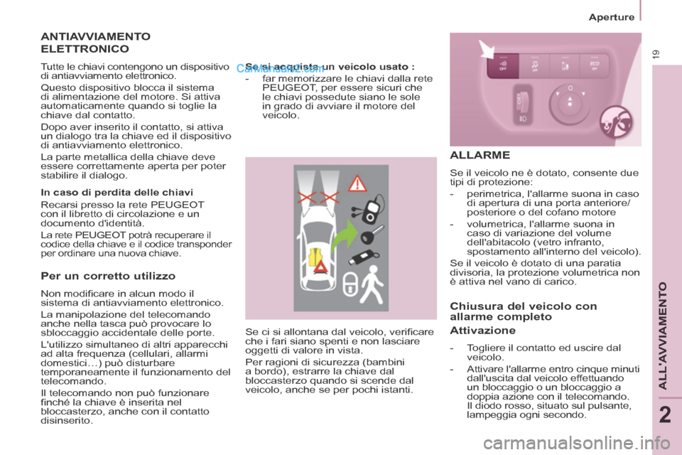 Peugeot Partner Tepee 2014 Manuale del proprietario (in Italian) 19
Aperture
ALLAVVIAMENTO
2
Se ci si allontana dal veicolo, verifi care
che i fari siano spenti e non lasciare
oggetti di valore in vista.
Per ragioni di sicurezza (bambini
a bordo), est Peugeot Partner Tepee 2014 Manuale del proprietario (in Italian) 19
Aperture
ALLAVVIAMENTO
2
Se ci si allontana dal veicolo, verifi care
che i fari siano spenti e non lasciare
oggetti di valore in vista.
Per ragioni di sicurezza (bambini
a bordo), est