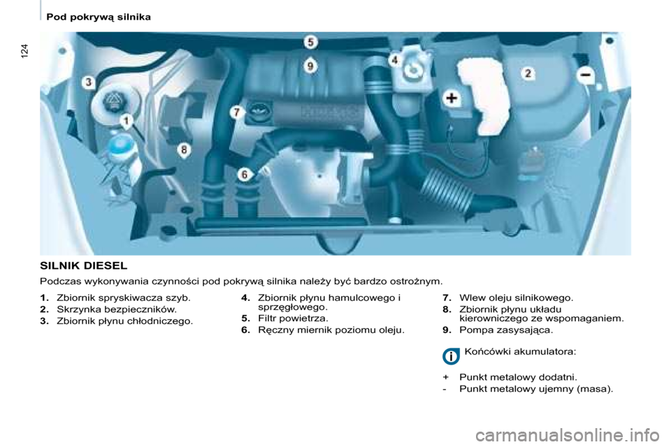 Peugeot Partner Tepee 2008.5  Instrukcja Obsługi (in Polish) 124
� � � �P�o�d� �p�o�k�r�y�w"� �s�i�l�n�i�k�a� � � 
� � �S�I�L�N�I�K� �D�I�E�S�E�L�    
4. � �  �Z�b�i�o�r�n�i�k� �p�ł�y�n�u� �h�a�m�u�l�c�o�w�e�g�o� �i� 
�s�p�r�z
�g�ł�o�w�e�g�o�.� 
  
5. � �  