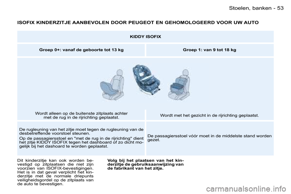 Peugeot Partner VP 2007  Handleiding (in Dutch) �5�3�S�t�o�e�l�e�n�,� �b�a�n�k�e�n�-
�I�S�O�F�I�X� �K�I�N�D�E�R�Z�I�T�J�E� �A�A�N�B�E�V�O�L�E�N� �D�O�O�R� �P�E�U�G�E�O�T� �E�N� �G�E�H�O�M�O�L�O�G�E�E�R�D� �V�O�O�R� �U�W� �A�U�T�O� 
�K�I�D�D�Y� �I�S