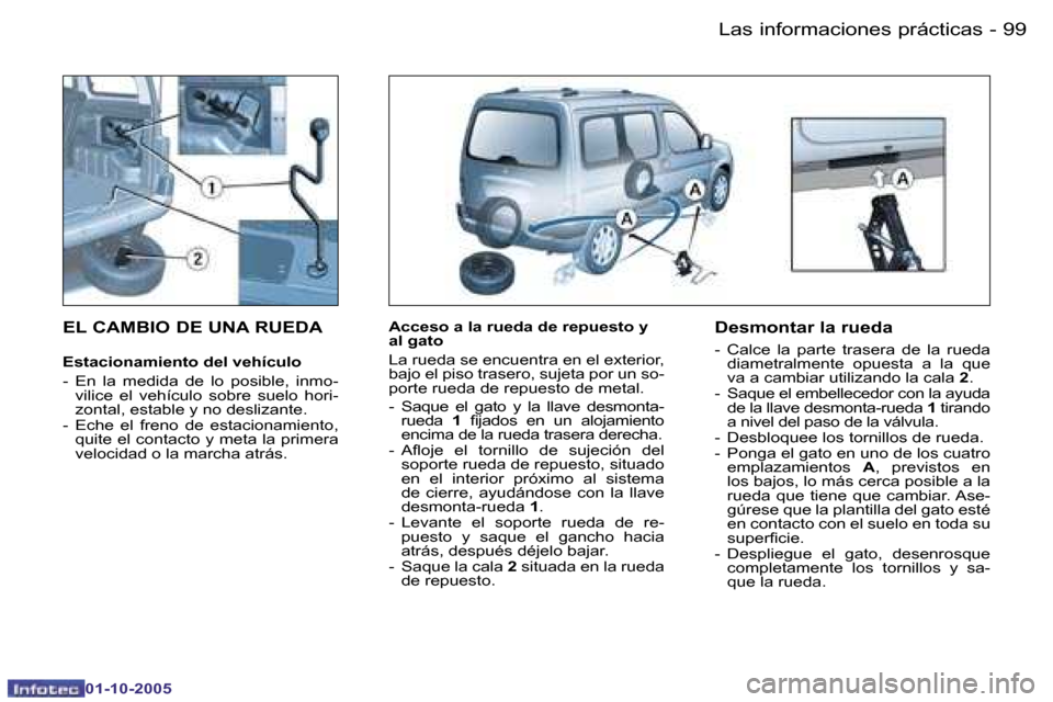 Peugeot Partner VP 2005.5  Manual del propietario (in Spanish) �L�a�s� �i�n�f�o�r�m�a�c�i�o�n�e�s� �p�r�á�c�t�i�c�a�s�9�8 �-
�0�1�-�1�0�-�2�0�0�5
�9�9�L�a�s� �i�n�f�o�r�m�a�c�i�o�n�e�s� �p�r�á�c�t�i�c�a�s�-
�0�1�-�1�0�-�2�0�0�5
�E�L� �C�A�M�B�I�O� �D�E� �U�N�A�