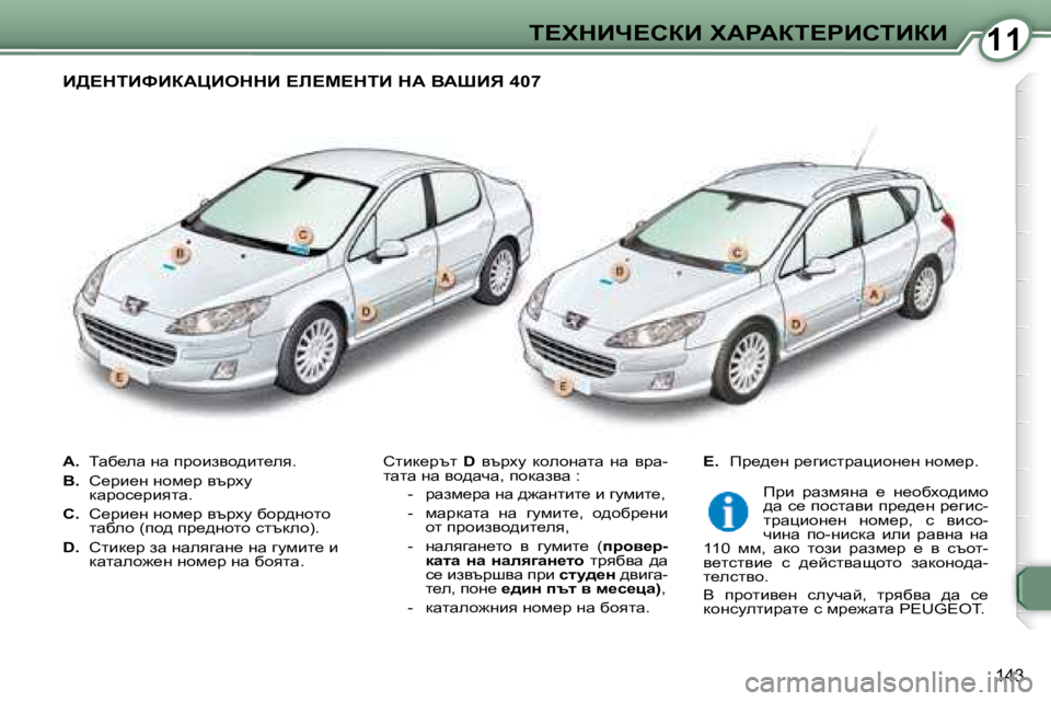 Peugeot 407 2008  Ръководство за експлоатация (in Bulgarian) 1111i?ldBn?haB� lWgWai?gBhiBaB
�1�4�3
   
�A�. � �  iwx_ew� gw� ijhbayh^bl_ey�.� 
  
�B�. � �  h_jb_g� ghf_j� ytjom� 
dwjhk_jbyl