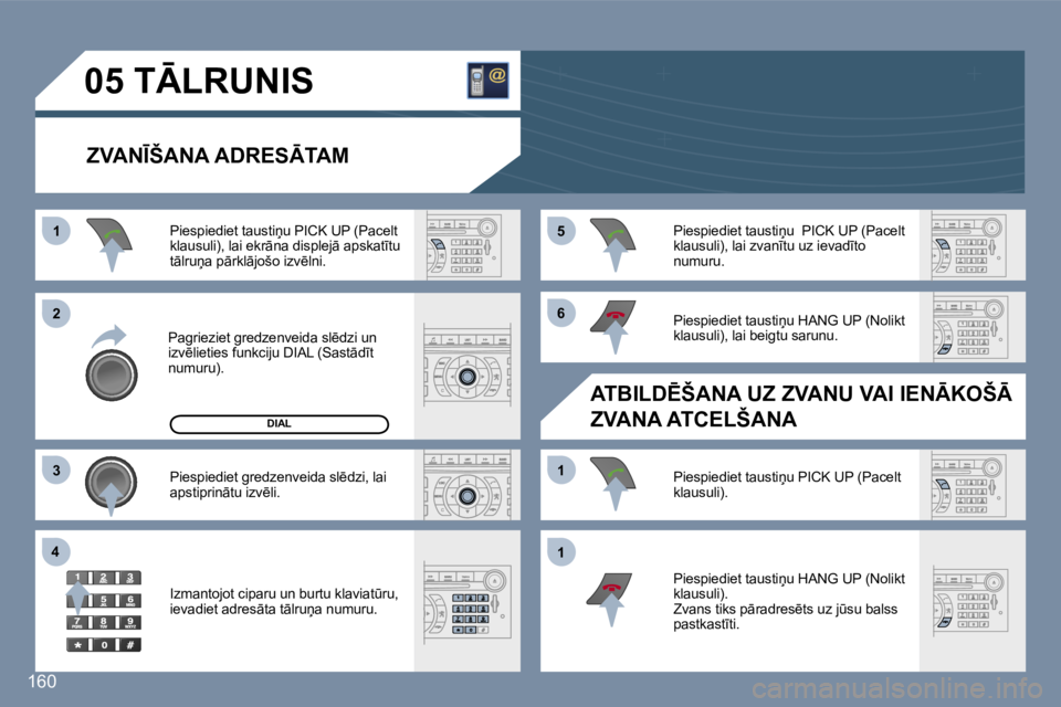 Peugeot 407 2006  Īpašnieka rokasgrāmata (in Latvian) �1 
�2 
�3
�4 �5 
�6 
�1 
�1
�1�6�0
�0�5� �T
