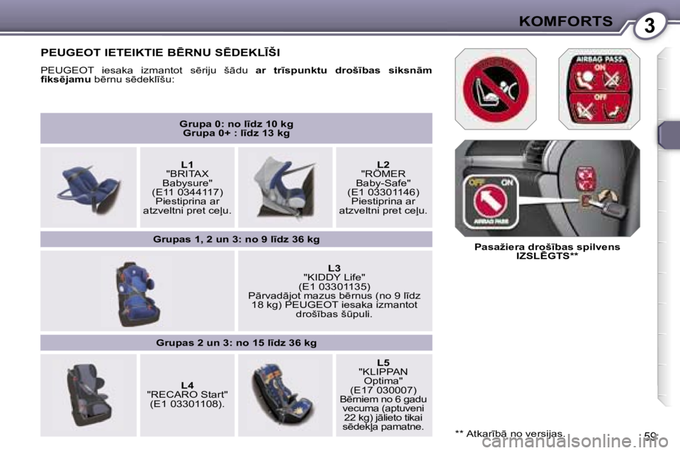 Peugeot 407 2006  Īpašnieka rokasgrāmata (in Latvian) �3�K�O�M�F�O�R�T�S
�5�9
�G�r�u�p�a� �0�:� �n�o� �l