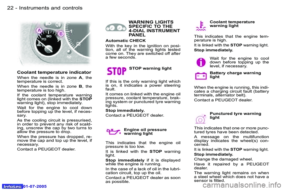 Peugeot 407 2005.5  Owners Manual �I�n�s�t�r�u�m�e�n�t�s� �a�n�d� �c�o�n�t�r�o�l�s�2�2 �-
�0�1�-�0�7�-�2�0�0�5
�2�3�I�n�s�t�r�u�m�e�n�t�s� �a�n�d� �c�o�n�t�r�o�l�s�-
�0�1�-�0�7�-�2�0�0�5
�S�T�O�P� �w�a�r�n�i�n�g� �l�i�g�h�t
�I�f� �t�h
