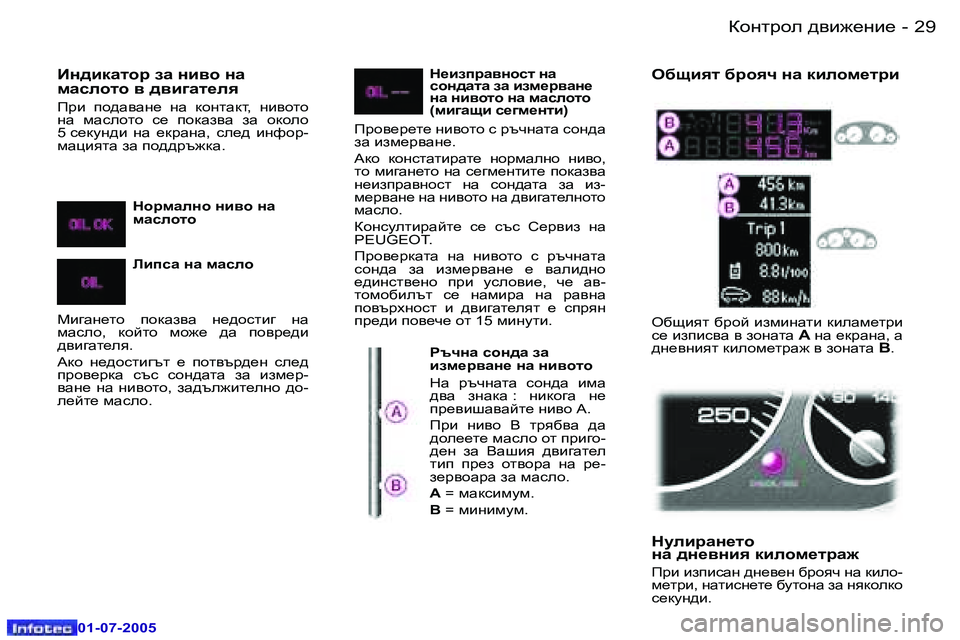 Peugeot 407 2005.5  Ръководство за експлоатация (in Bulgarian) Dhgljhe  ^\b`_gb_ 2 8  -
 0 1 - 0 7 - 2 0 0 5
 2 9Dhgljhe  ^\b`_gb_ -
 0 1 - 0 7 - 2 0 0 5
Bg^bdZlhj  aZ  gb\h  gZ   
fZkehlh  \  ^\b]Zl_