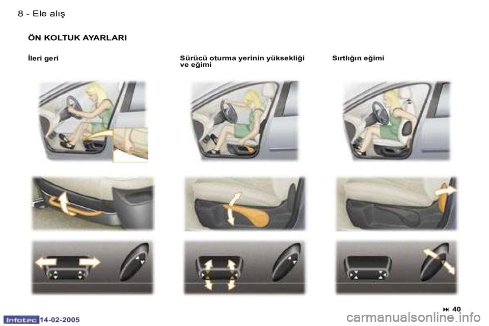 Peugeot 407 2005  Kullanım Kılavuzu (in Turkish) �E�l�e� �a�l�ı�ş�8 �-
�1�4�-�0�2�-�2�0�0�5
�9�E�l�e� �a�l�ı�ş�-
�1�4�-�0�2�-�2�0�0�5
�Ö�N� �K�O�L�T�U�K� �A�Y�A�R�L�A�R�I
�İ�l�e�r�i� �g�e�r�i� �S�ü�r�ü�c�ü� �o�t�u�r�m�a� �y�e�r�i�n�i�n� �y�