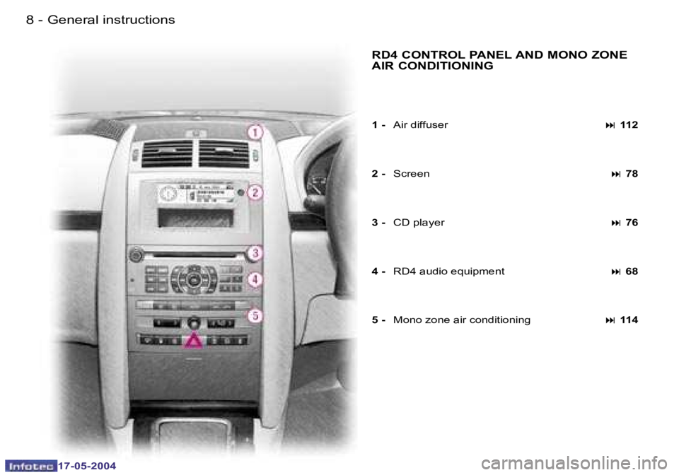 Peugeot 407 2004  Owners Manual �8 �-
�1�7�-�0�5�-�2�0�0�4
�9
�-
�1�7�-�0�5�-�2�0�0�4
�R�D�4� �C�O�N�T�R�O�L� �P�A�N�E�L� �A�N�D� �M�O�N�O� �Z�O�N�E�  
�A�I�R� �C�O�N�D�I�T�I�O�N�I�N�G
�1� �-�  �A�i�r� �d�i�f�f�u�s�e�r�  �:� �1�1�2
