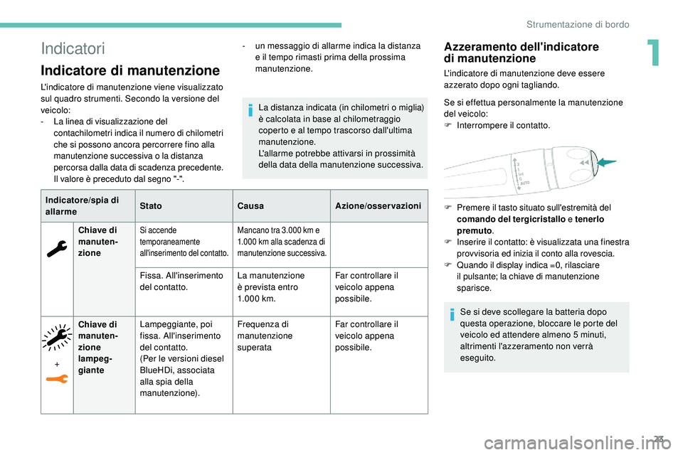 Peugeot 508 2018  Manuale del proprietario (in Italian) 23
Indicatori
Indicatore di manutenzione
L'indicatore di manutenzione viene visualizzato 
sul quadro strumenti. Secondo la versione del 
veicolo:
- 
L
 a linea di visualizzazione del 
contachilome