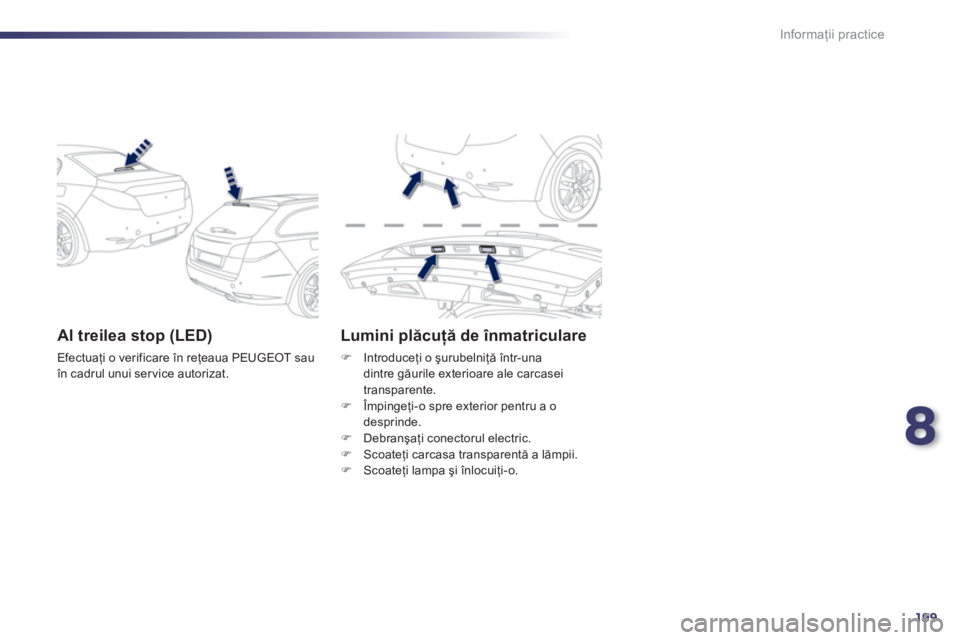 Peugeot 508 2012.5  Manualul de utilizare (in Romanian) 8
199
Informaţii practice
Al treilea stop (LED)
 
Efectuaţi o verificare 