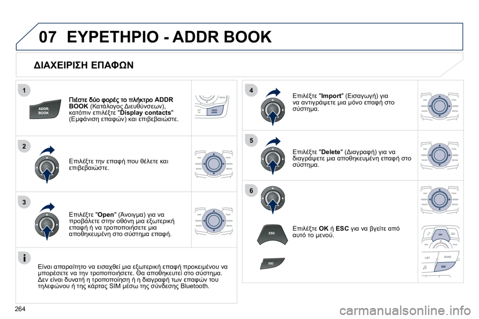 Peugeot 508 2010.5  Εγχειρίδιο χρήσης (in Greek) �2�6�4
1
2
3
4
5
6
07
� � 