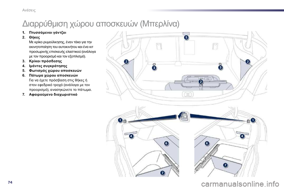 Peugeot 508 2010.5  Εγχειρίδιο χρήσης (in Greek) 74

