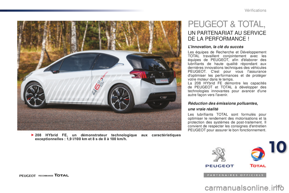 Peugeot 301 2015 Manuel du propriétaire (in French) 161
PEUGEOT & TOTAL,
UN PARTENARIAT AU SERVICE
D
E LA PERFORMANCE !
L'innovation, la clé du succès
Les équipes de Recherche et Développement
TOTAL travaillent conjointement avec l Peugeot 301 2015 Manuel du propriétaire (in French) 161
PEUGEOT & TOTAL,
UN PARTENARIAT AU SERVICE
D
E LA PERFORMANCE !
L'innovation, la clé du succès
Les équipes de Recherche et Développement
TOTAL travaillent conjointement avec l