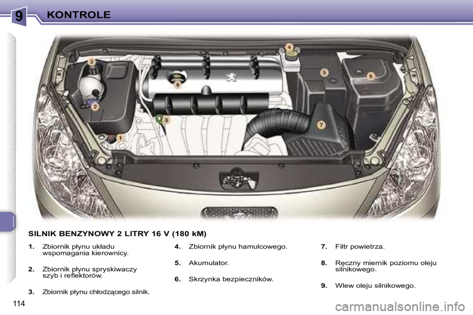 Peugeot 307 2006  Instrukcja Obsługi (in Polish) �9�K�O�N�T�R�O�L�E
�1�1�4
�1�.�  �Z�b�i�o�r�n�i�k� �p�ł�y�n�u� �u�k�ł�a�d�u� 
�w�s�p�o�m�a�g�a�n�i�a� �k�i�e�r�o�w�n�i�c�y�.
�2�. �  �Z�b�i�o�r�n�i�k� �p�ł�y�n�u� �s�p�r�y�s�k�i�w�a�c�z�y� 
�s�z�y�