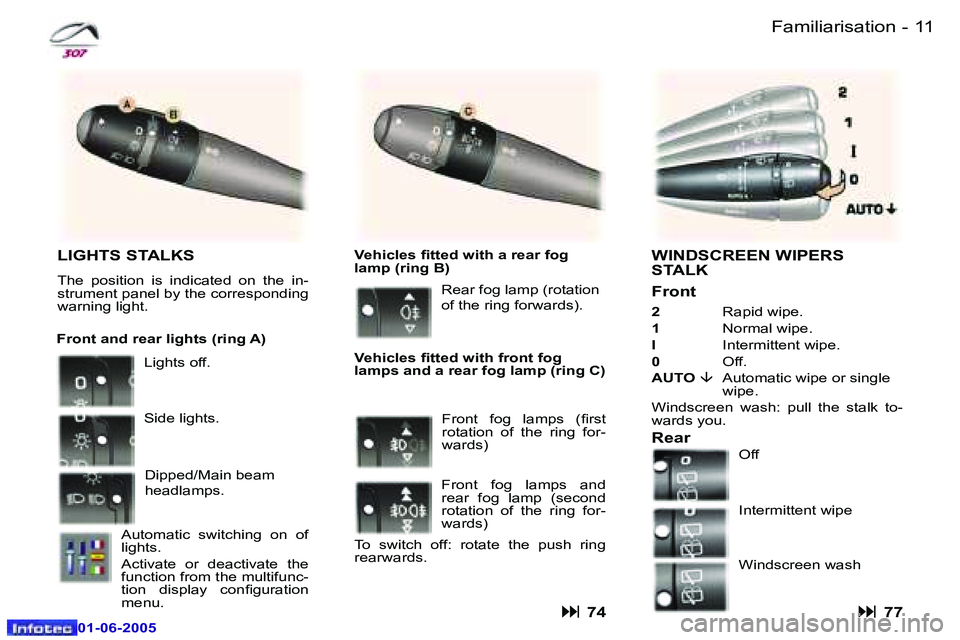 Peugeot 307 2005  Owners Manual �1�0 �-
�0�1�-�0�6�-�2�0�0�5
�1�1
�-
�0�1�-�0�6�-�2�0�0�5
�F�a�m�i�l�i�a�r�i�s�a�t�i�o�n
�W�I�N�D�S�C�R�E�E�N� �W�I�P�E�R�S�  
�S�T�A�L�K 
�F�r�o�n�t
� 
�2�  �  �R�a�p�i�d� �w�i�p�e�.
�1�  �  �N�o�r�m