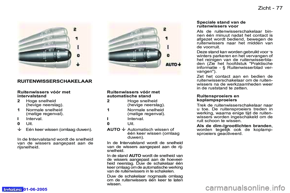 Peugeot 307 2005  Handleiding (in Dutch) �7�6 �-
�0�1�-�0�6�-�2�0�0�5
�7�7
�-
�0�1�-�0�6�-�2�0�0�5
�S�p�e�c�i�a�l�e� �s�t�a�n�d� �v�a�n� �d�e�  
�r�u�i�t�e�n�w�i�s�s�e�r�s� �v�o�o�r 
�A�l�s�  �d�e�  �r�u�i�t�e�n�w�i�s�s�e�r�s�c�h�a�k�e�l�a�a