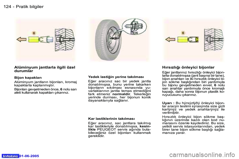 Peugeot 307 2005  Kullanım Kılavuzu (in Turkish) �1�2�4 �-
�0�1�-�0�6�-�2�0�0�5
�1�2�5
�-
�0�1�-�0�6�-�2�0�0�5
�A�l�ü�m�i�n�y�u�m� �j�a�n�t�l�a�r�l�a� �i�l�g�i�l�i� �ö�z�e�l�  
�d�u�r�u�m�l�a�r
�B�i�j�o�n� �k�a�p�a�k�l�a�r�ı 
�A�l�ü�m�i�n�y�u�m�