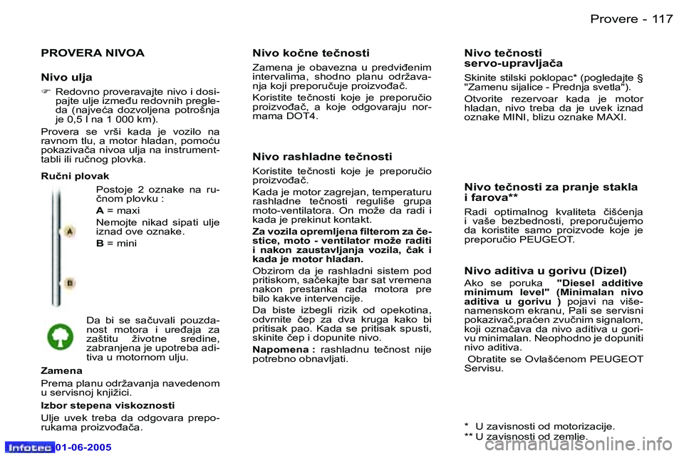 Peugeot 307 2005  Упутство за употребу (in Serbian) �1�1�6 �-
�0�1�-�0�6�-�2�0�0�5
�1�1�7
�-
�0�1�-�0�6�-�2�0�0�5
�P�R�O�V�E�R�A� �N�I�V�O�A
�P�o�s�t�o�j�e�  �2�  �o�z�n�a�k�e�  �n�a�  �r�u�- 
�č�n�o�m� �p�l�o�v�k�u� �: 
�A
� �=� �m�a�x�i
�N�e�m�o�j�t