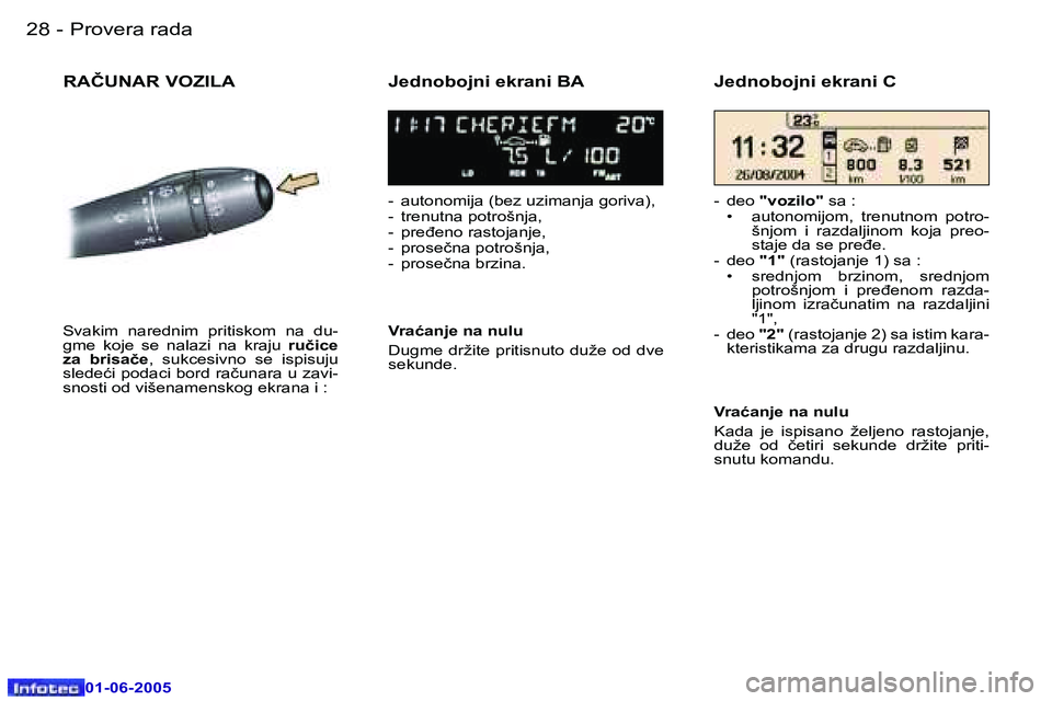Peugeot 307 2005  Упутство за употребу (in Serbian) �2�8 �-
�0�1�-�0�6�-�2�0�0�5
�2�9
�-
�0�1�-�0�6�-�2�0�0�5
�R�A�Č�U�N�A�R� �V�O�Z�I�L�A�J�e�d�n�o�b�o�j�n�i� �e�k�r�a�n�i� �B�A
�-�  �a�u�t�o�n�o�m�i�j�a� �(�b�e�z� �u�z�i�m�a�n�j�a� �g�o�r�i�v�a�)�, 