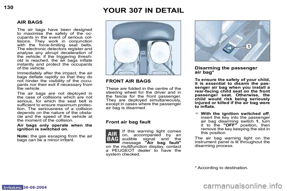 Peugeot 307 2004.5  Owners Manual �1�3�0
�3�0�-�0�8�-�2�0�0�4
�1�3�1
�3�0�-�0�8�-�2�0�0�4
�Y�O�U�R� �3�0�7� �I�N� �D�E�T�A�I�L
�A�I�R� �B�A�G�S
�T�h�e�  �a�i�r�  �b�a�g�s�  �h�a�v�e � �b�e�e�n�  �d�e�s�i�g�n�e�d� 
�t�o�  �m�a�x�i�m�i�