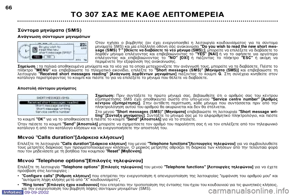 Peugeot 307 2002.5 Εγχειρίδιο χρήσης (in Greek) ∆√ 307 ™∞™ ª∂ ∫∞£∂ §∂¶∆√ª∂ƒ∂π∞
66
™‡ÓÙÔÌ· ÌËӇ̷ٷ (SMS)
∞Ó¿ÁÓˆÛË Û‡ÓÙÔÌˆÓ ÌËÓ˘Ì¿ÙˆÓ
ŸÙ·Ó ˯‹ÛÂÈ Ô ‚ Peugeot 307 2002.5 Εγχειρίδιο χρήσης (in Greek) ∆√ 307 ™∞™ ª∂ ∫∞£∂ §∂¶∆√ª∂ƒ∂π∞
66
™‡ÓÙÔÌ· ÌËӇ̷ٷ (SMS)
∞Ó¿ÁÓˆÛË Û‡ÓÙÔÌˆÓ ÌËÓ˘Ì¿ÙˆÓ
ŸÙ·Ó ˯‹ÛÂÈ Ô ‚