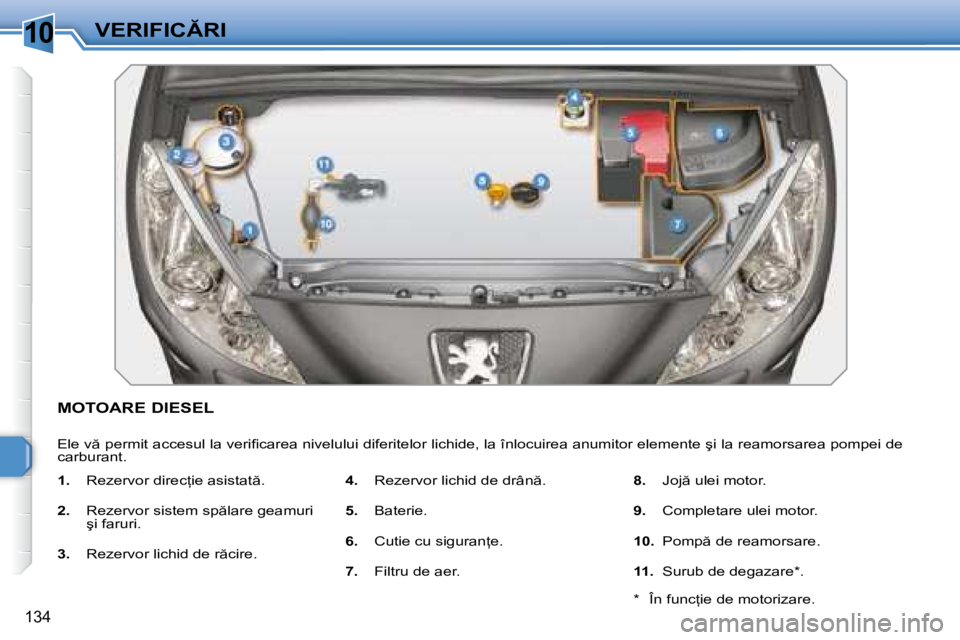 Peugeot 308 2007.5  Manualul de utilizare (in Romanian) 10
134
�V�E�R�I�F�I�C�R�I
�M�O�T�O�A�R�E� �D�I�E�S�E�L
�E�l�e� �v � �p�e�r�m�i�t� �a�c�c�e�s�u�l� �l�a� �v�e�r�i�i� �c�a�r�e�a� �n�i�v�e�l�u�l�u�i� �d�i�f�e�r�i�t�e�l�o�r� �l�i�c�h�i�d�e�,� �l�a� �