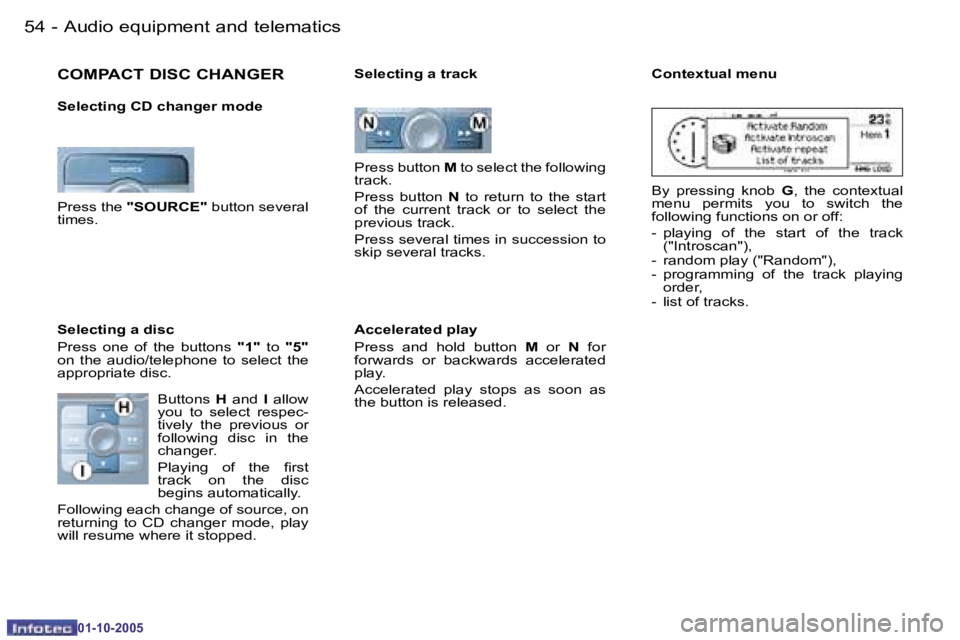 PEUGEOT 206 SW 2005  Owners Manual �5�4 �-�A�u�d�i�o� �e�q�u�i�p�m�e�n�t� �a�n�d� �t�e�l�e�m�a�t�i�c�s
�0�1�-�1�0�-�2�0�0�5
�5�5
�-�A�u�d�i�o� �e�q�u�i�p�m�e�n�t� �a�n�d� �t�e�l�e�m�a�t�i�c�s
�0�1�-�1�0�-�2�0�0�5
�C�O�M�P�A�C�T� �D�I�S