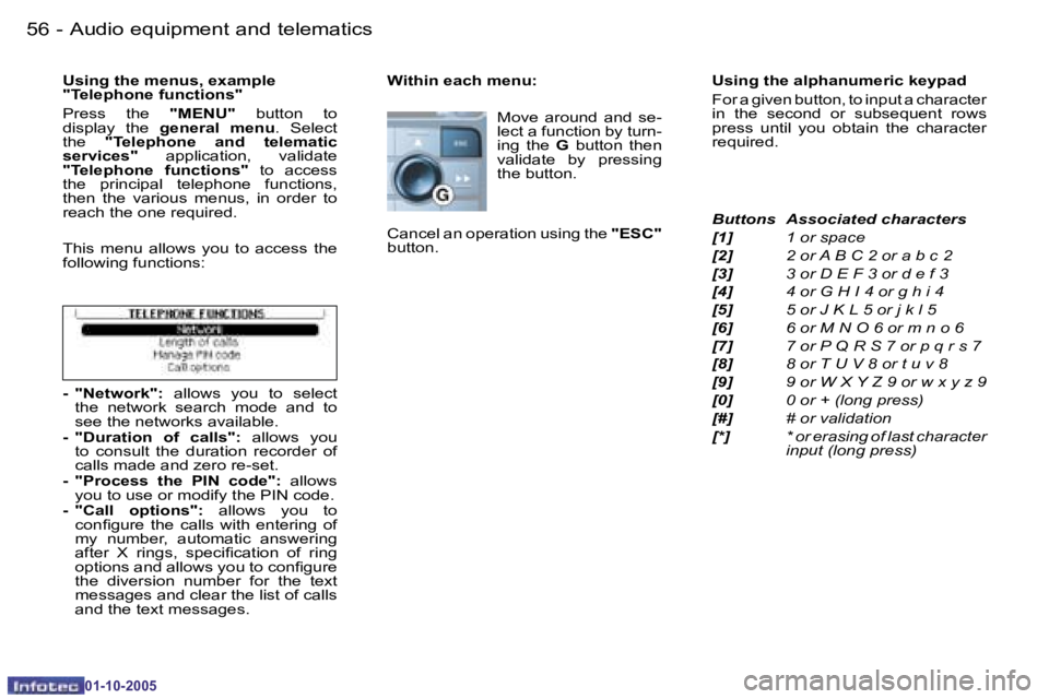 PEUGEOT 206 SW 2005  Owners Manual �5�6 �-�A�u�d�i�o� �e�q�u�i�p�m�e�n�t� �a�n�d� �t�e�l�e�m�a�t�i�c�s
�0�1�-�1�0�-�2�0�0�5
�5�7
�-�A�u�d�i�o� �e�q�u�i�p�m�e�n�t� �a�n�d� �t�e�l�e�m�a�t�i�c�s
�0�1�-�1�0�-�2�0�0�5
�W�i�t�h�i�n� �e�a�c�h