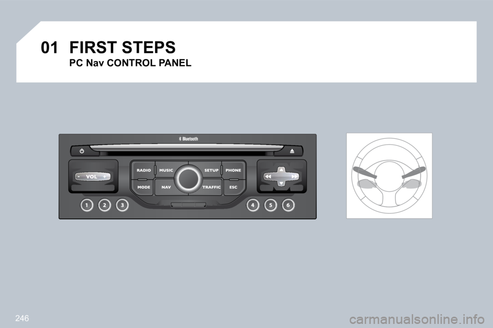 PEUGEOT 3008 DAG 2009  Owners Manual 246
01 FIRST STEPS 
  PC Nav CONTROL PANEL      