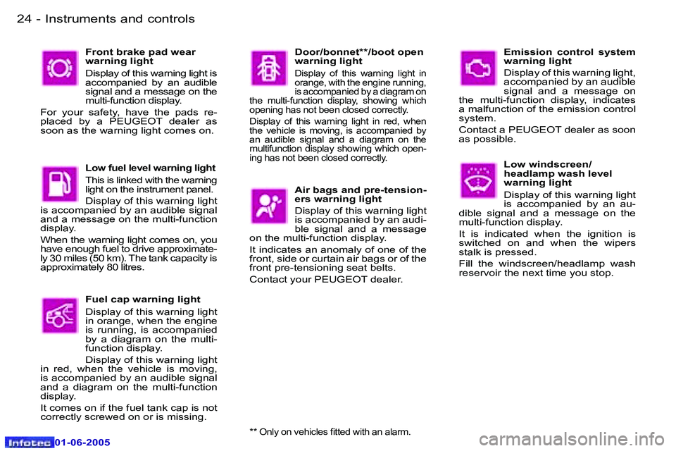 PEUGEOT 607 2005  Owners Manual �2�4 �-�I�n�s�t�r�u�m�e�n�t�s� �a�n�d� �c�o�n�t�r�o�l�s
�0�1�-�0�6�-�2�0�0�5
�2�5
�-�I�n�s�t�r�u�m�e�n�t�s� �a�n�d� �c�o�n�t�r�o�l�s
�0�1�-�0�6�-�2�0�0�5
�E�m�i�s�s�i�o�n�  �c�o�n�t�r�o�l�  �s�y�s�t�e