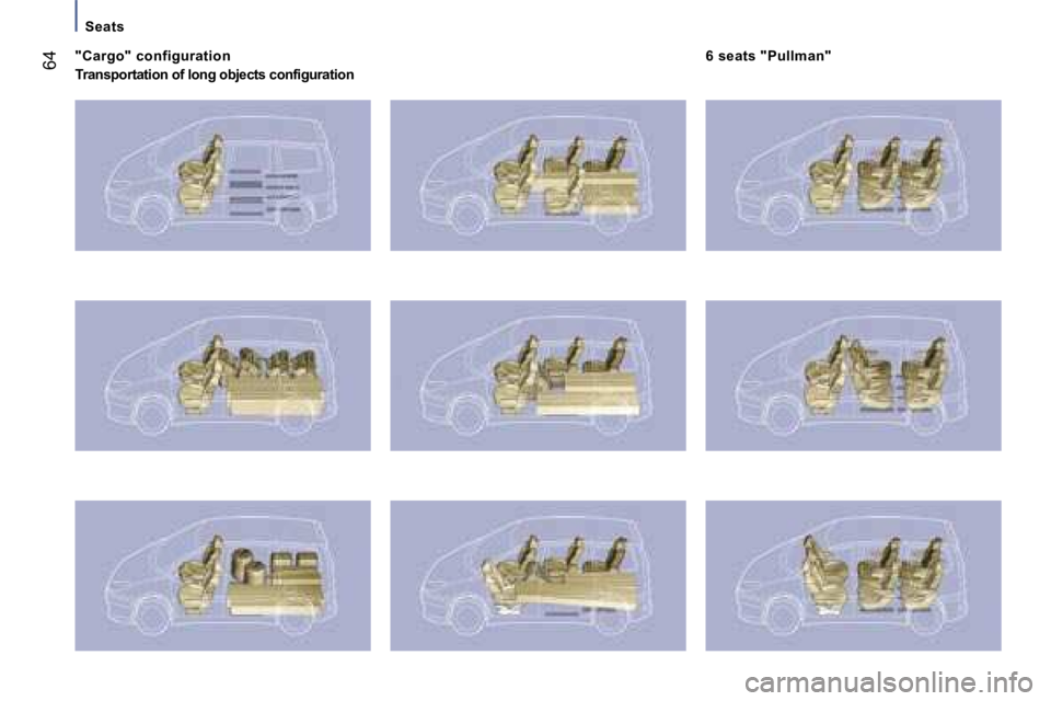 PEUGEOT 807 2006  Owners Manual �"�C�a�r�g�o�"� �c�o�n�f�i�g�u�r�a�t�i�o�n 
�T�r�a�n�s�p�o�r�t�a�t�i�o�n� �o�f� �l�o�n�g� �o�b�j�e�c�t�s� �c�o�n�f�i�g�u�r�a�t�i�o�n�S�e�a�t�s�6�4�6� �s�e�a�t�s� �"�P�u�l�l�m�a�n�"    