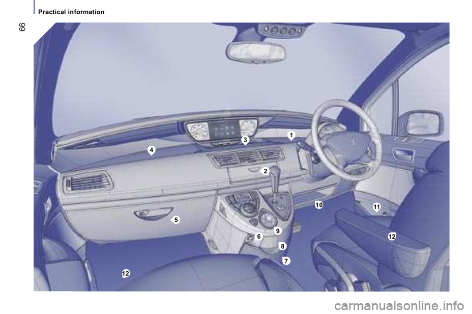 PEUGEOT 807 2006  Owners Manual �6
�5
�1
�2
�3
�4
�9
�8
�7
�1�0�1�1
�1�2
�1�2
�P�r�a�c�t�i�c�a�l� �i�n�f�o�r�m�a�t�i�o�n
�6�6  