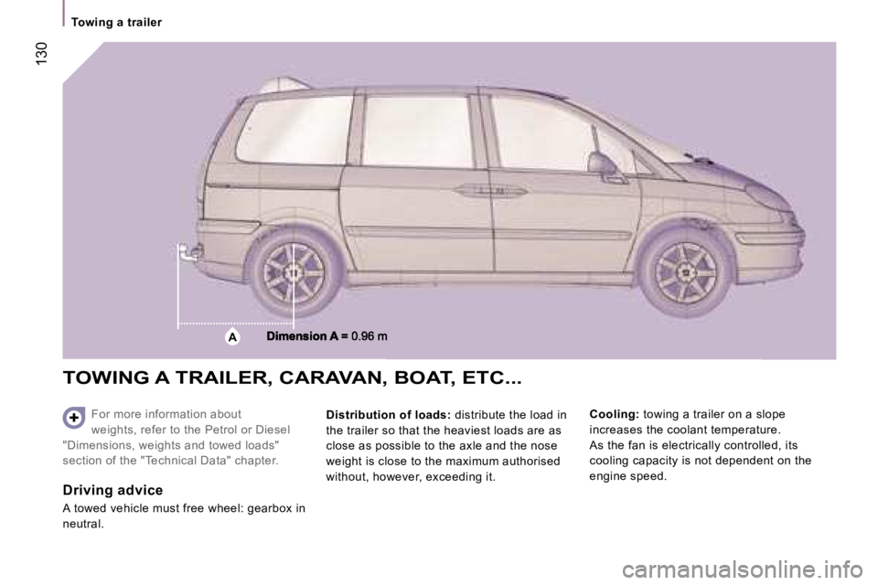 PEUGEOT 807 2007  Owners Manual �A
�1�3�0
�T�O�W�I�N�G� �A� �T�R�A�I�L�E�R�,� �C�A�R�A�V�A�N�,� �B�O�A�T�,� �E�T�C�.�.�.
�F�o�r� �m�o�r�e� �i�n�f�o�r�m�a�t�i�o�n� �a�b�o�u�t�  
�w�e�i�g�h�t�s�,� �r�e�f�e�r� �t�o� �t�h�e� �P�e�t�r�o�