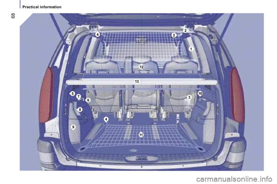 PEUGEOT 807 2007  Owners Manual �2�4�2
�1
�3
�4
�5
�6�7
�8
�9
�1�1
�1�2
�1�0
�1�3
�P�r�a�c�t�i�c�a�l� �i�n�f�o�r�m�a�t�i�o�n
�6�8  