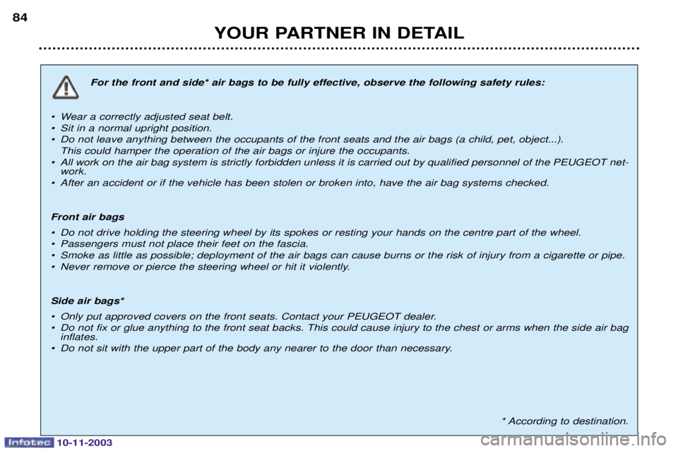 PEUGEOT PARTNER VU 2003  Owners Manual YOUR PARTNER IN DETAIL
84
	
	





	

 
	

	 
 



 