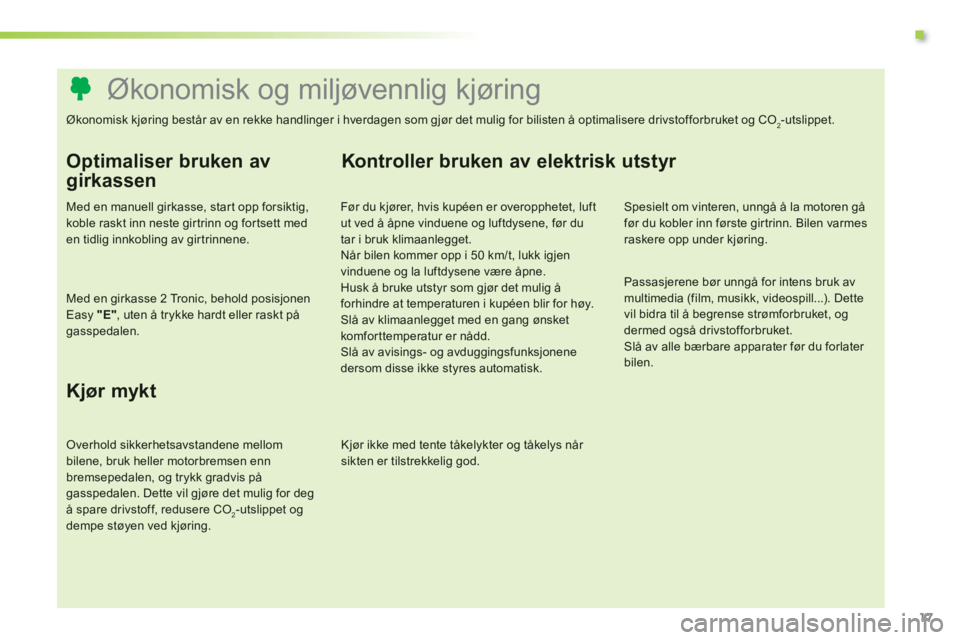 PEUGEOT 107 2012  Instruksjoner for bruk (in Norwegian) .
   
 
 
 
 
 
 
 
 
 
 
 
 
 
 
 
 
 
 
 
 
 
 
 
 
 
 
 
 
 
 
 
 
 
 
 
 
 
 
 
 
 
 
 
 
 
 
Økonomisk og miljøvennlig kjøring  
Økonomisk kjøring består av en rekke handlinger i hverdagen 