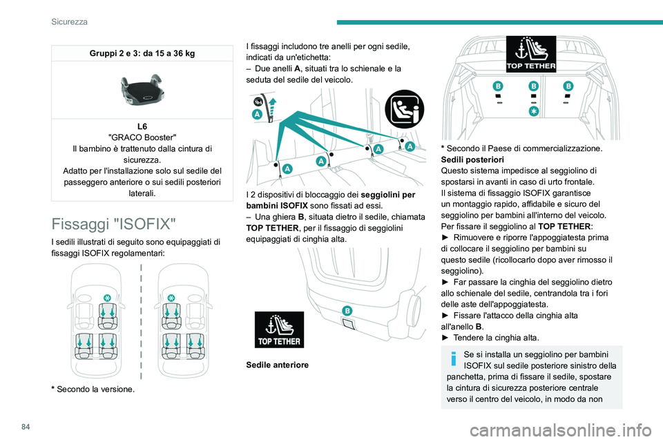 PEUGEOT 2008 2021 Manuale duso (in Italian) 84
Sicurezza
intralciare il funzionamento della cintura di
sicurezza.
Un'errata installazione del seggiolino per
bambini nel veicolo compromette la
sicurezza del bambino in caso di impatto.
Ris PEUGEOT 2008 2021 Manuale duso (in Italian) 84
Sicurezza
intralciare il funzionamento della cintura di
sicurezza.
Un'errata installazione del seggiolino per
bambini nel veicolo compromette la
sicurezza del bambino in caso di impatto.
Ris