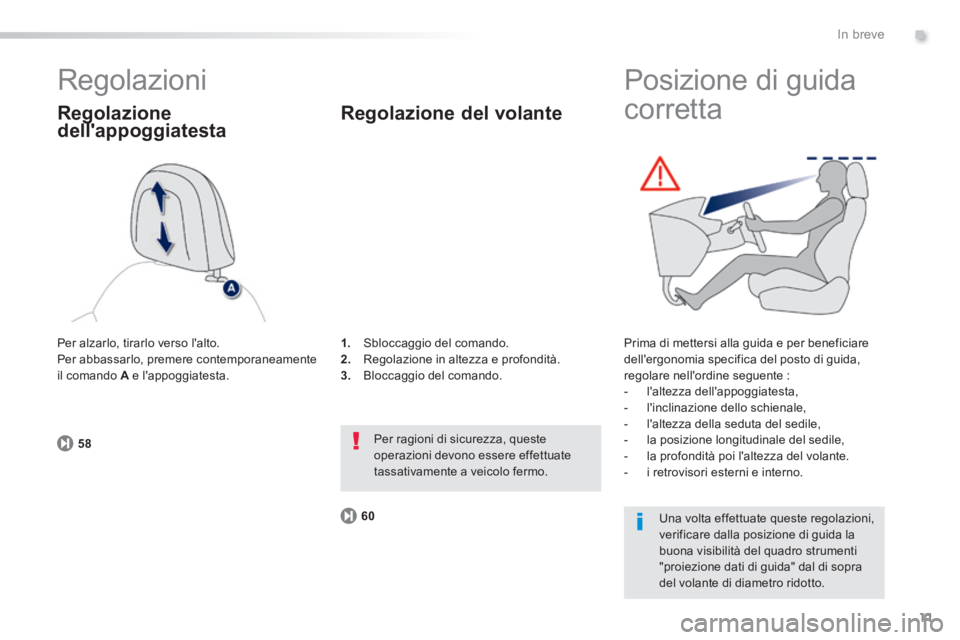 PEUGEOT 2008 2014 Manuale duso (in Italian) .
11
5860
In breve
Regolazioni
Regolazione
dellappoggiatesta
Regolazione
dellappoggiatesta
Regolazione
1. Sbloccaggio del comando. 2. Regolazione in altezza e profondità. 3. Bloc PEUGEOT 2008 2014 Manuale duso (in Italian) .
11
5860
In breve
Regolazioni
Regolazione
dellappoggiatesta
Regolazione
dellappoggiatesta
Regolazione
1. Sbloccaggio del comando. 2. Regolazione in altezza e profondità. 3. Bloc