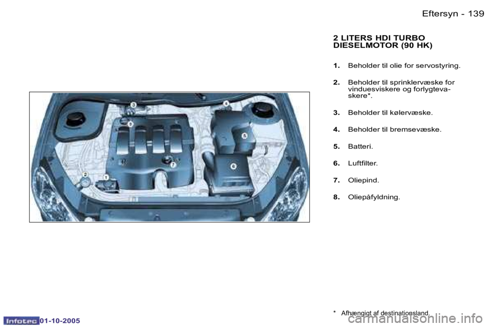 PEUGEOT 206 2005.5  Brugsanvisning (in Danish) �E�f�t�e�r�s�y�n�1�3�8 �-
�0�1�-�1�0�-�2�0�0�5
�1�3�9�E�f�t�e�r�s�y�n�-
�0�1�-�1�0�-�2�0�0�5
�2� �L�I�T�E�R�S� �H�D�I� �T�U�R�B�O�  
�D�I�E�S�E�L�M�O�T�O�R� �(�9�0� �H�K�)
�1�.� � �  �B�e�h�o�l�d�e�r�