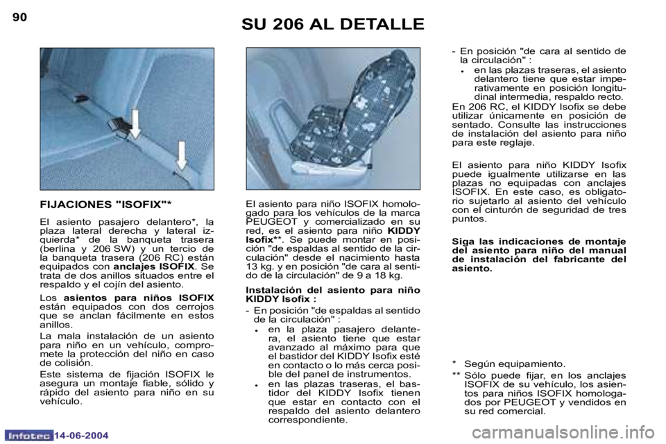 PEUGEOT 206 2004  Manual del propietario (in Spanish) �9�0
�1�4�-�0�6�-�2�0�0�4
�9�1
�1�4�-�0�6�-�2�0�0�4
�S�U� �2�0�6� �A�L� �D�E�T�A�L�L�E
�F�I�J�A�C�I�O�N�E�S� �"�I�S�O�F�I�X�"�*
�E�l�  �a�s�i�e�n�t�o�  �p�a�s�a�j�e�r�o�  �d�e�l�a�n�t�e�r�o�*�