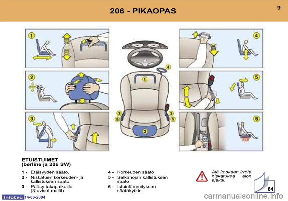 PEUGEOT 206 2004  Omistajan Käsikirja (in Finnish) �8�4
�8
�1�4�-�0�6�-�2�0�0�4
�9
�1�4�-�0�6�-�2�0�0�4
�2�0�6� �-� �P�I�K�A�O�P�A�S
�Ä�l�ä�  �k�o�s�k�a�a�n�  �i�r�r�o�t�a�  
�n�i�s�k�a�t�u�k�e�a�  �a�j�o�n� 
�a�j�a�k�s�i�.
�4� �-
�  �K�o�r�k�e�u�d�