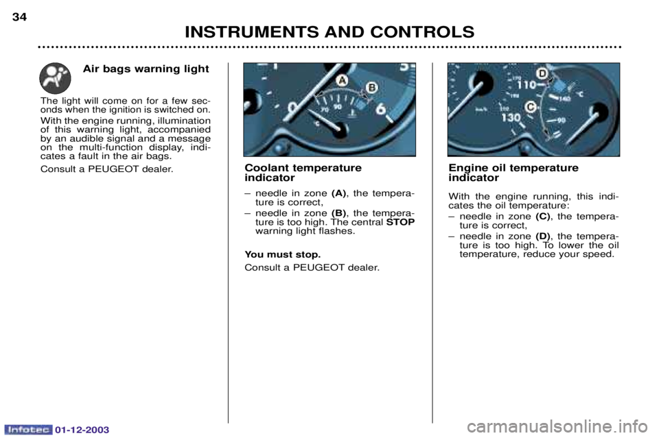PEUGEOT 206 2003.5  Owners Manual 01-12-2003
INSTRUMENTS AND CONTROLS
34
Engine oil temperature indicator  
)   
   
	
- 
 	  K(C)  


